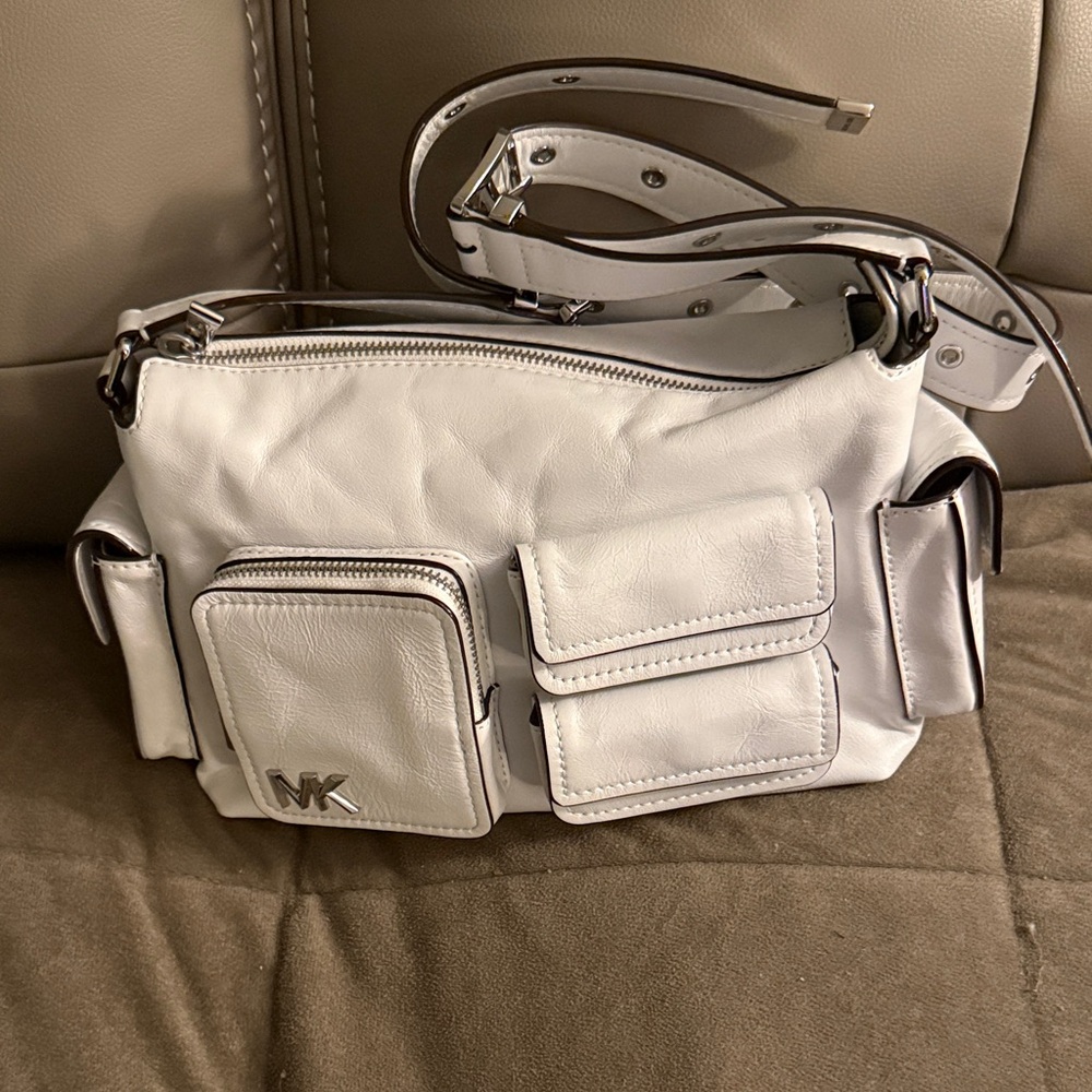 Michael Kors White Leather Multi-Pocket Crossbody